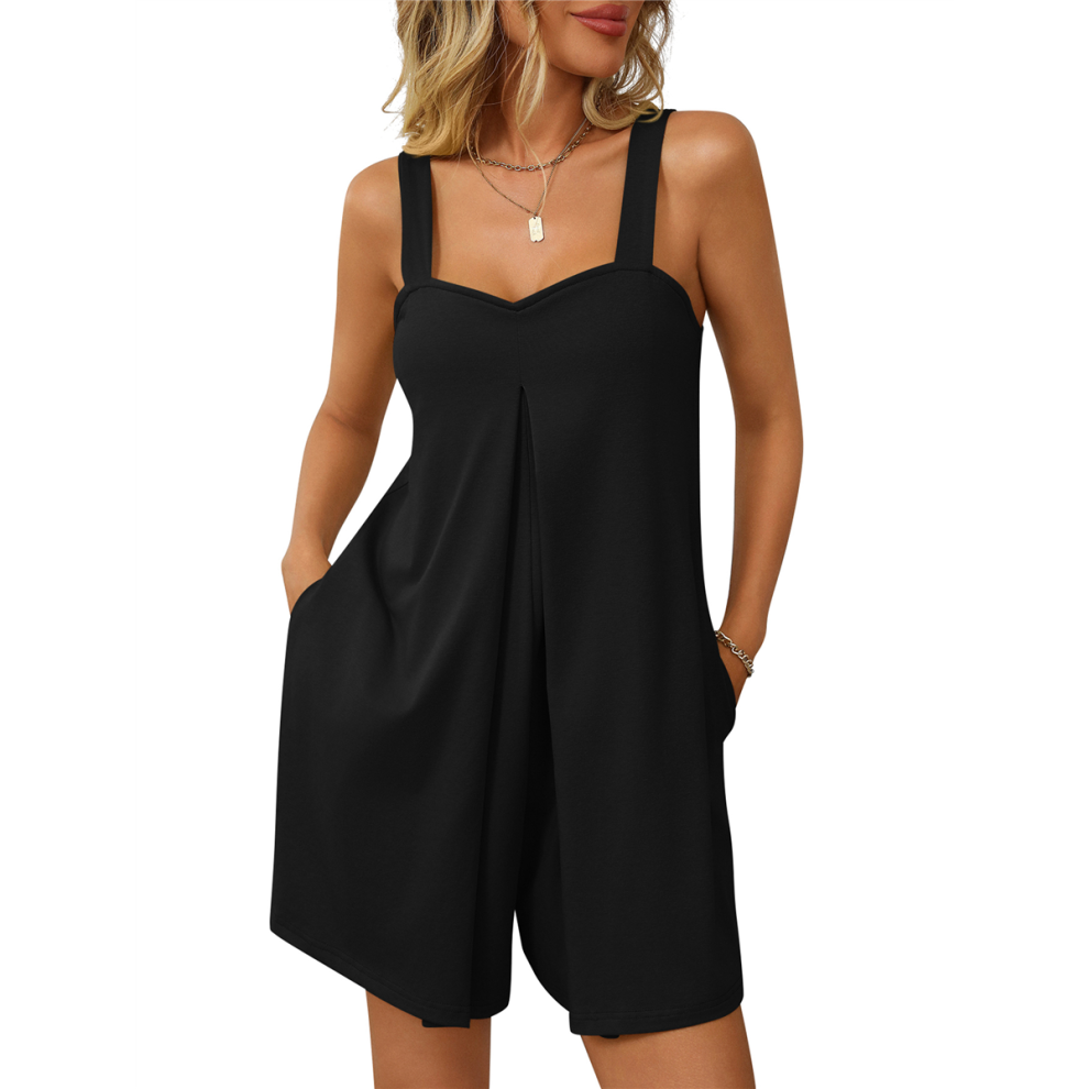 Womens Summer Rompers Casual Sleeveless Loose Shorts Overalls Jumpsuit Outfits with Pockets Clothes Black S-image-OPC-PHDTJ9R-NEW