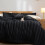 Imperial Rooms (Double, Black) Luxury Stripe Duvet Cover Bedding Set Fitted Sheet 3