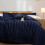 Imperial Rooms (Single , Navy) Luxury Stripe Duvet Cover Bedding Set Fitted Sheet 4