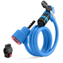 Bicycle Lock with Light 5 Digit Security Password Bike Steel Cable Chain Anti-Theft for Road Blue