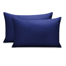 (Pillowcases Pair, Navy) 4PC Stripe Duvet Quilt Cover Luxury Hotel Quality Bedding Set