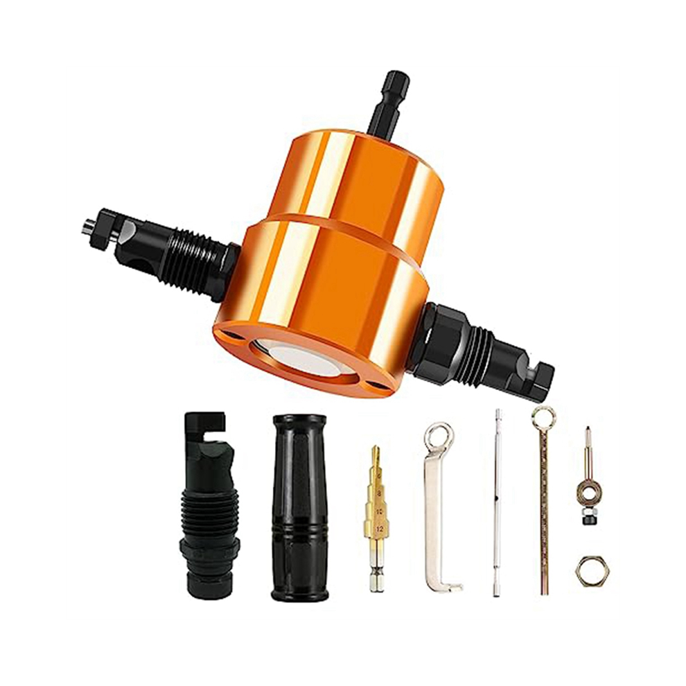 DoppelköPfiger Blechknabber, Bohraufsatzschneider Mit ZusäTzlichem Stempel FüR Gerade Kurven- Und Kreisschnitte-image