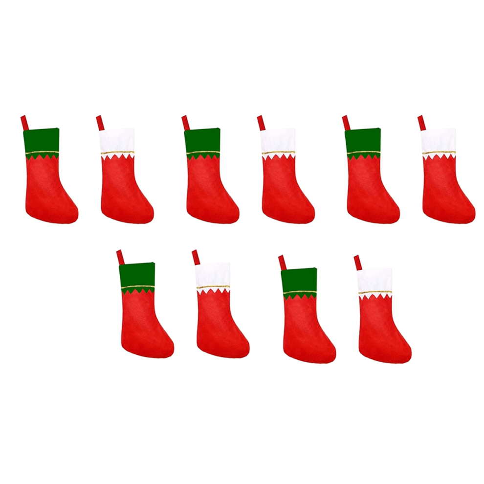 10PCS Weihnachtsstrumpf Goodie Bag Groß Socken Kamin Dekor Socke HäNgen 14X6,3 Zoll Rot-image