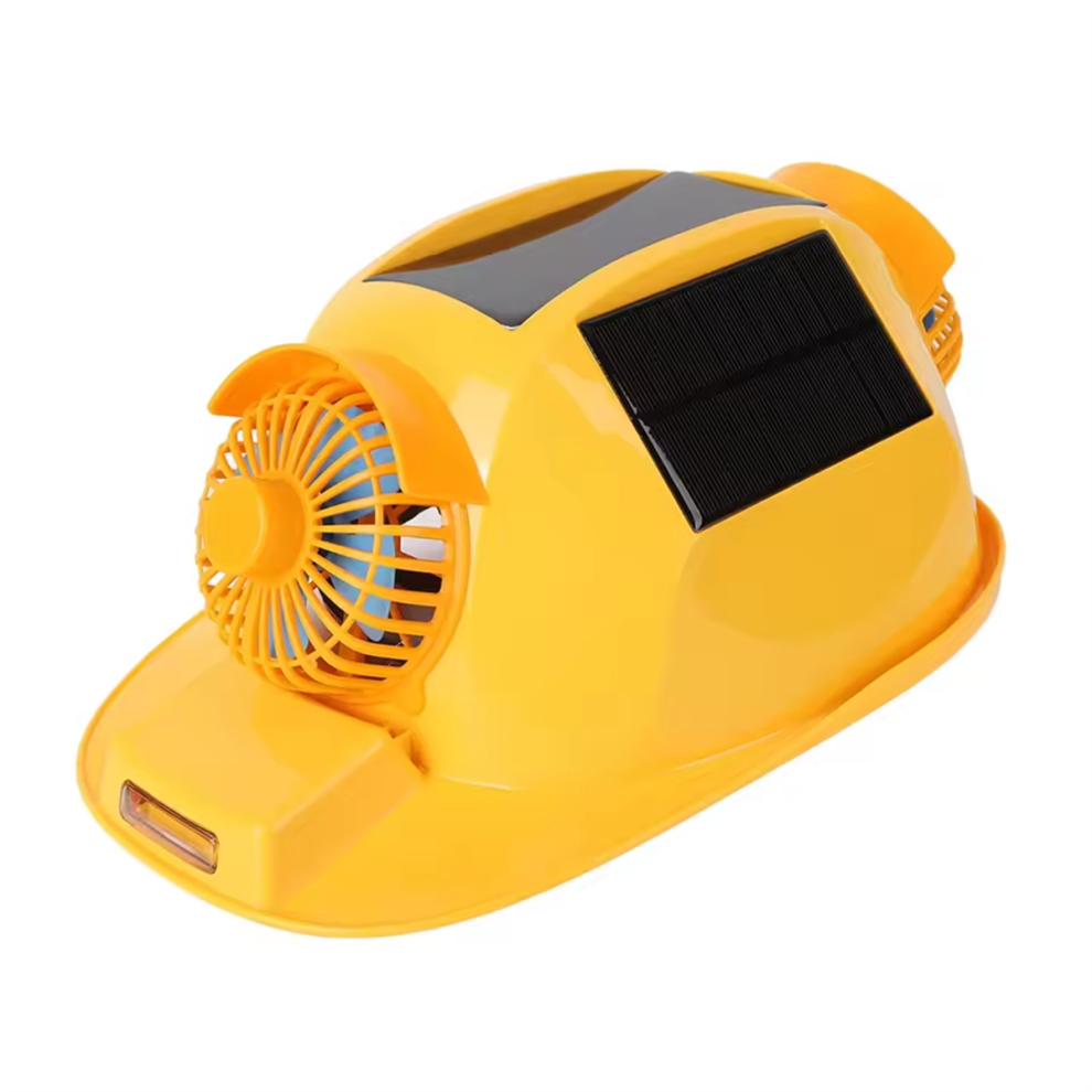 Hard Hat Double Fan Helmet With Light Solar Safety For Construction Home Improvement 4852966782485