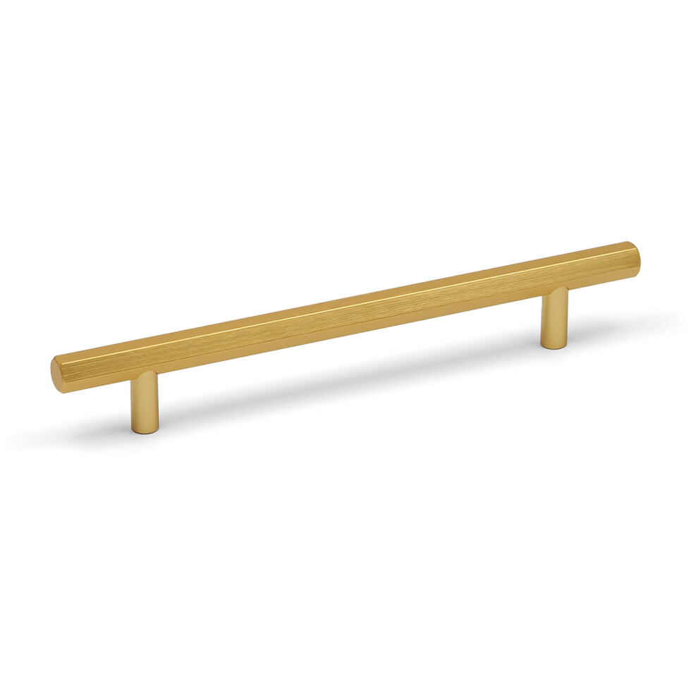 (160Mm Handle) Brass Hexagon Cabinet Handle Brushed Gold 5056767300339