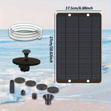 1 Kit De Pompe De Fontaine Solaire Avec 6 Buses, Une Pompe À Fontaine Solaire Flottante Pour Les Caractéristiques D'eau Extérieure, Les Jardins