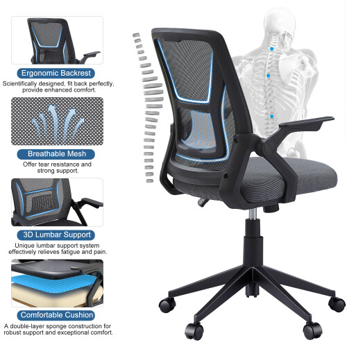 Height Adjustable Office Chair Ergonomic Mid-Back Computer Desk Chair 2