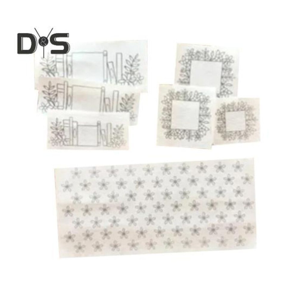(as the picture, A) Hat Embroidery Stabilizer Water Soluble Stabilizer With Pre-printed Flowers Mountain Pattern Stick And Stitch Embroidery Paper For Hand Sewing