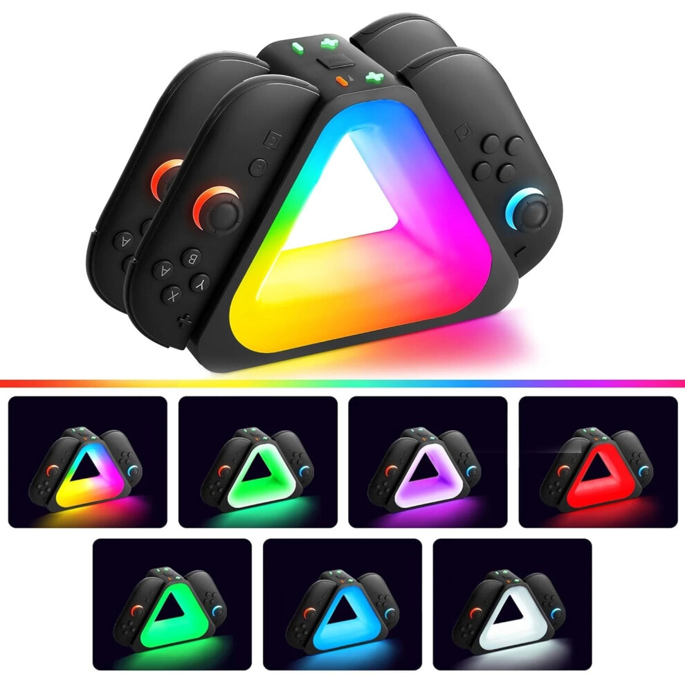 Fast Charging Dock For Nintendo Switch 2 Joy Con Controllers Charger Station Rgb Uk Light 6963793465040