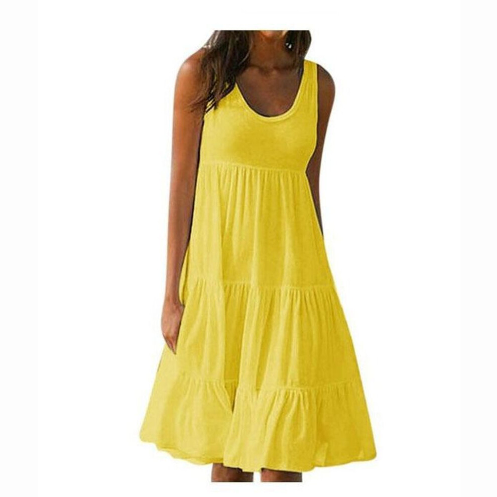 (yellow, XL) Sexy Suspender Dress Women's Fashon Chic Solid Bodycon Sleeveless Backless Slit Gown Party Nightclub Midi Dresses Female