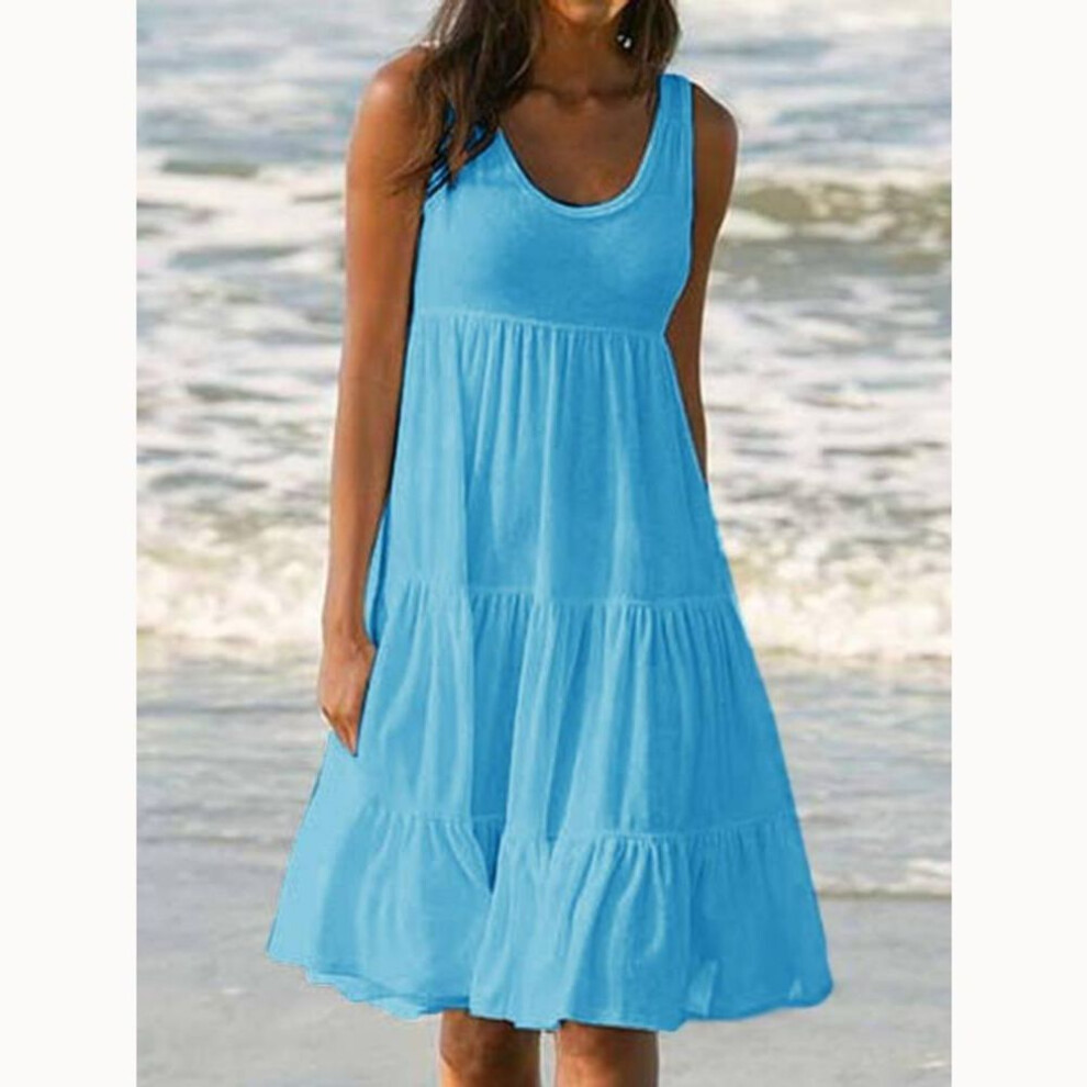 (blue, XXL) Sexy Suspender Dress Women's Fashon Chic Solid Bodycon Sleeveless Backless Slit Gown Party Nightclub Midi Dresses Female