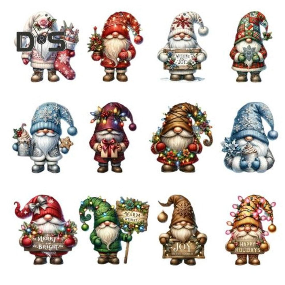 (as the picture, 12pcs) 12/24 Pcs Christmas Pendant Wooden Dwarf Hanging Decorations Easy To Hang Xmas Tree Decor For Christmas Party Scene Layout