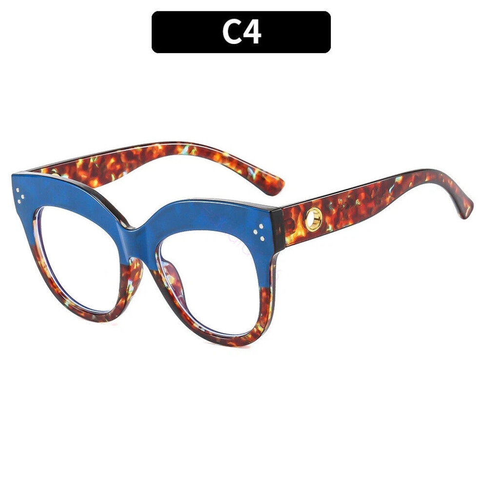 Blue/Light ( Tortoise) Womens Oversized Eyeglass Frames Blocking Tr90 Frame Glasses