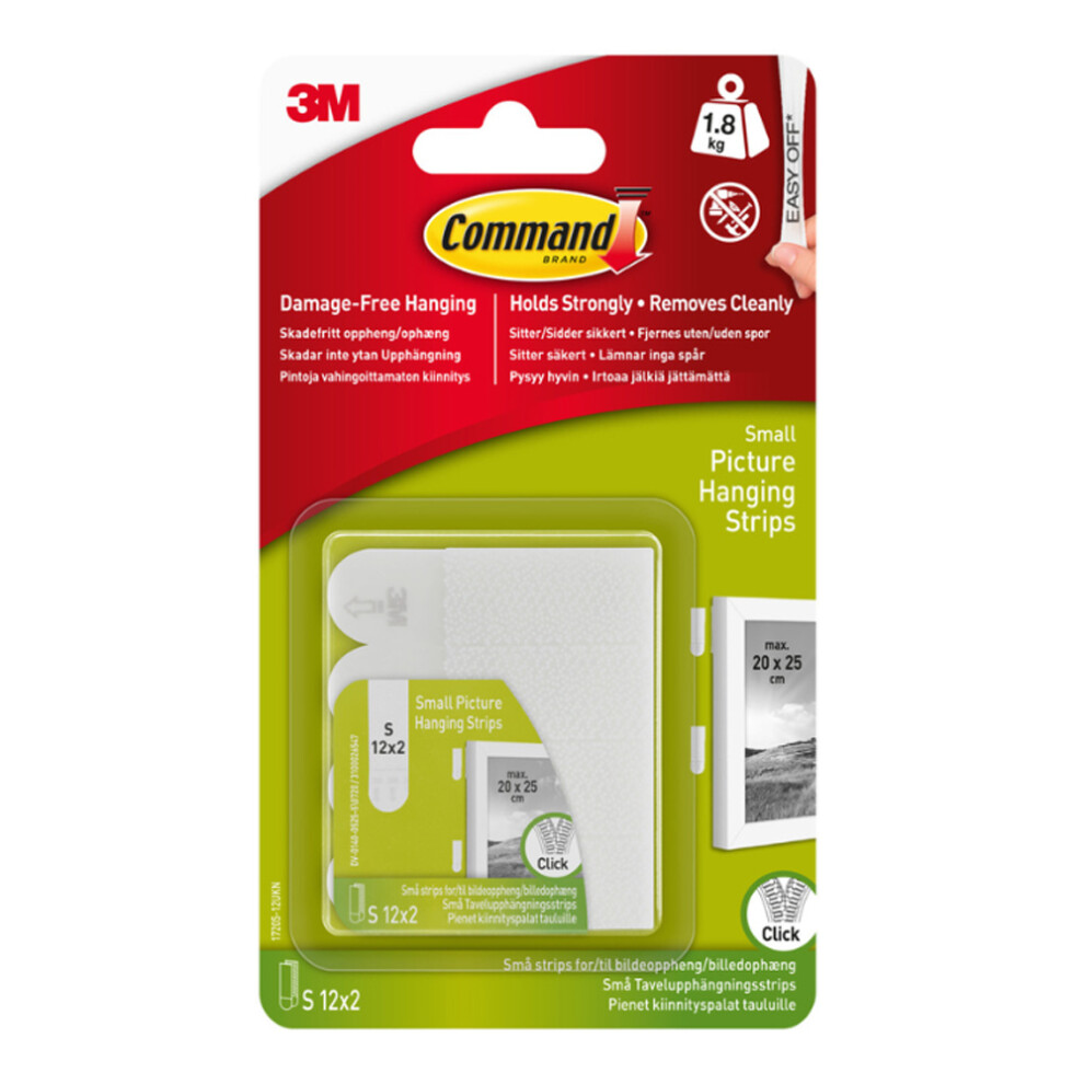 Command 17205-12PK Small Picture Hanging Strips Value 1.8kg 12pk