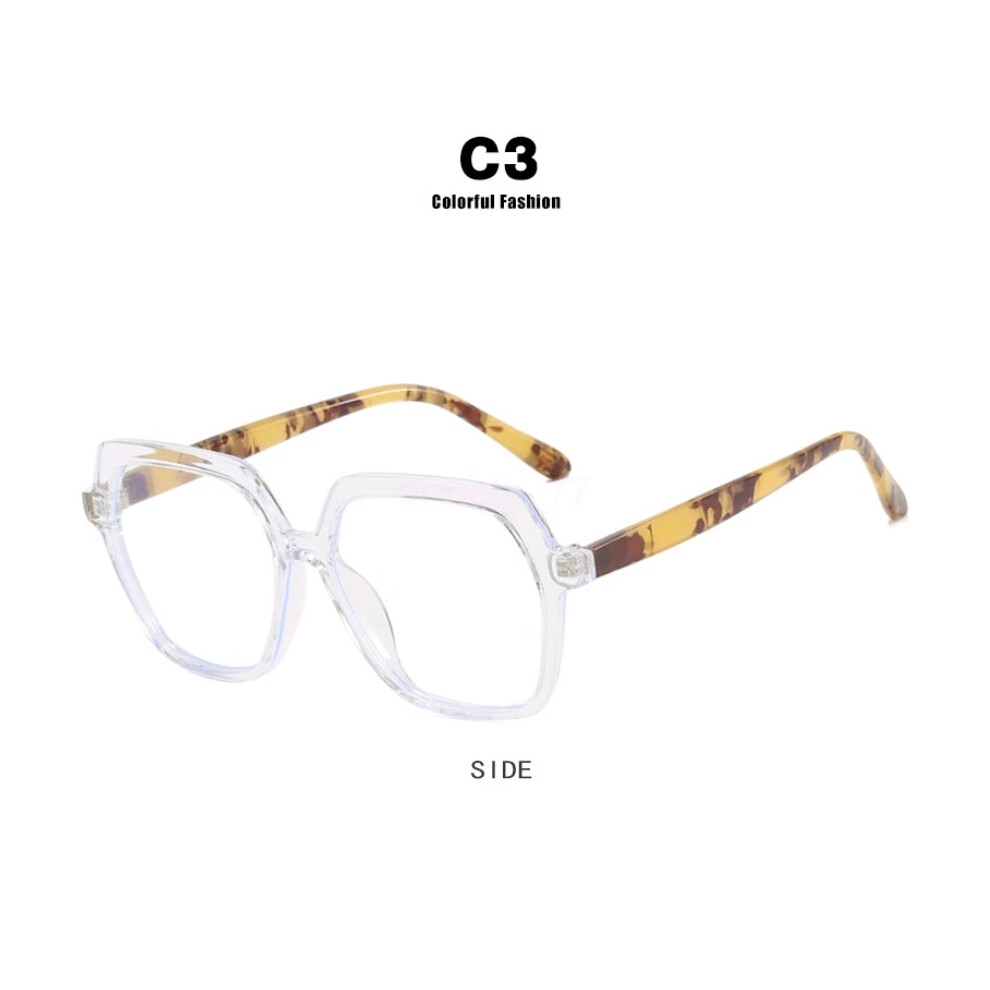 (Transparent) Men Women 55MM Demo Lens Glasses TR90 Eyeglasses Frame Oversized Glasses