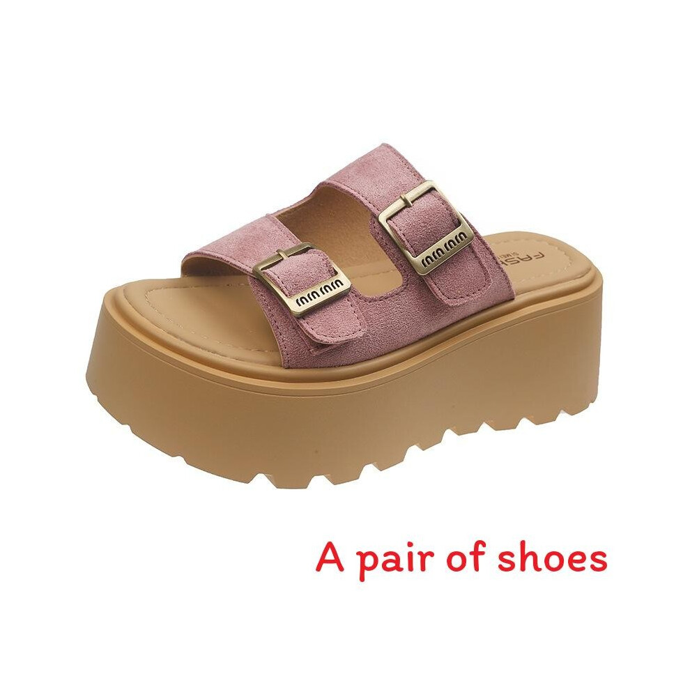 (Pink,37)Chaussons Birkenstock été femme boucle métal épaisse semelle pour usage quotidien