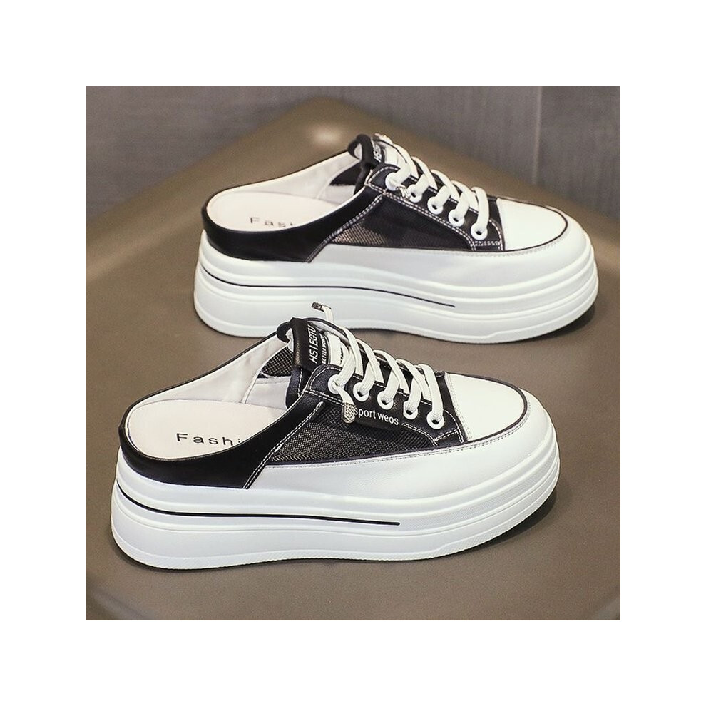 (Black,38)Chaussons femme légers à semelles épaisses avec design réseau et semelle extérieure caoutchouc