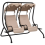 Outsunny Outsunny Canopy Swing 2 Separate Relax Chairs w/ Handrails, Cup Holders Beige 9