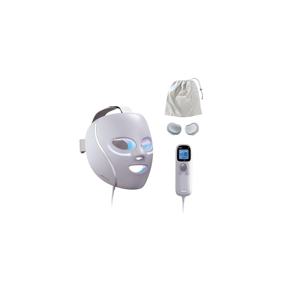 Shark CryoGlow LED Face Mask with Under-Eye Cooling, Anti-Ageing & Blemish Repair, Red & Blue LED, Infrared Light Therapy, USB-C, Remote Control, Sto