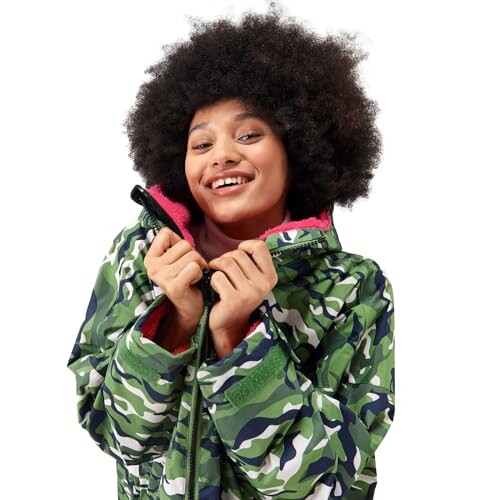 (XS/S, Camo/Pink) Regatta Outdoor Active Unisex Waterproof Zip Beach ...