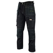 WrightFits Men Pro Builder Work Trousers Black - Heavy Duty Safety Combat Cargo Pants - Knee Pad Pockets - Triple Stitched - Durable Workwear (42W X