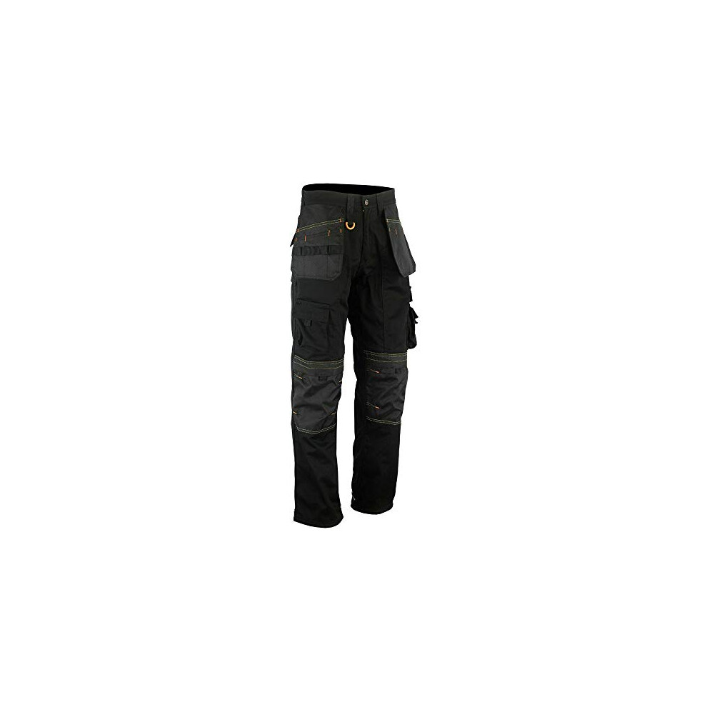 Wrightfits Men Holster Work Trousers Black - Heavy Duty Safety Combat Cargo Pants - Multi Pockets - Knee Pad Pockets - Triple Stitched - Durable Work 5060934481714