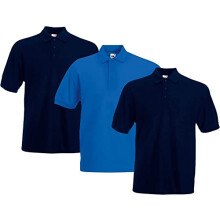 Fruit of the Loom Men's Polo Shirt (Pack of 3), 2deepnavy1royal, XL
