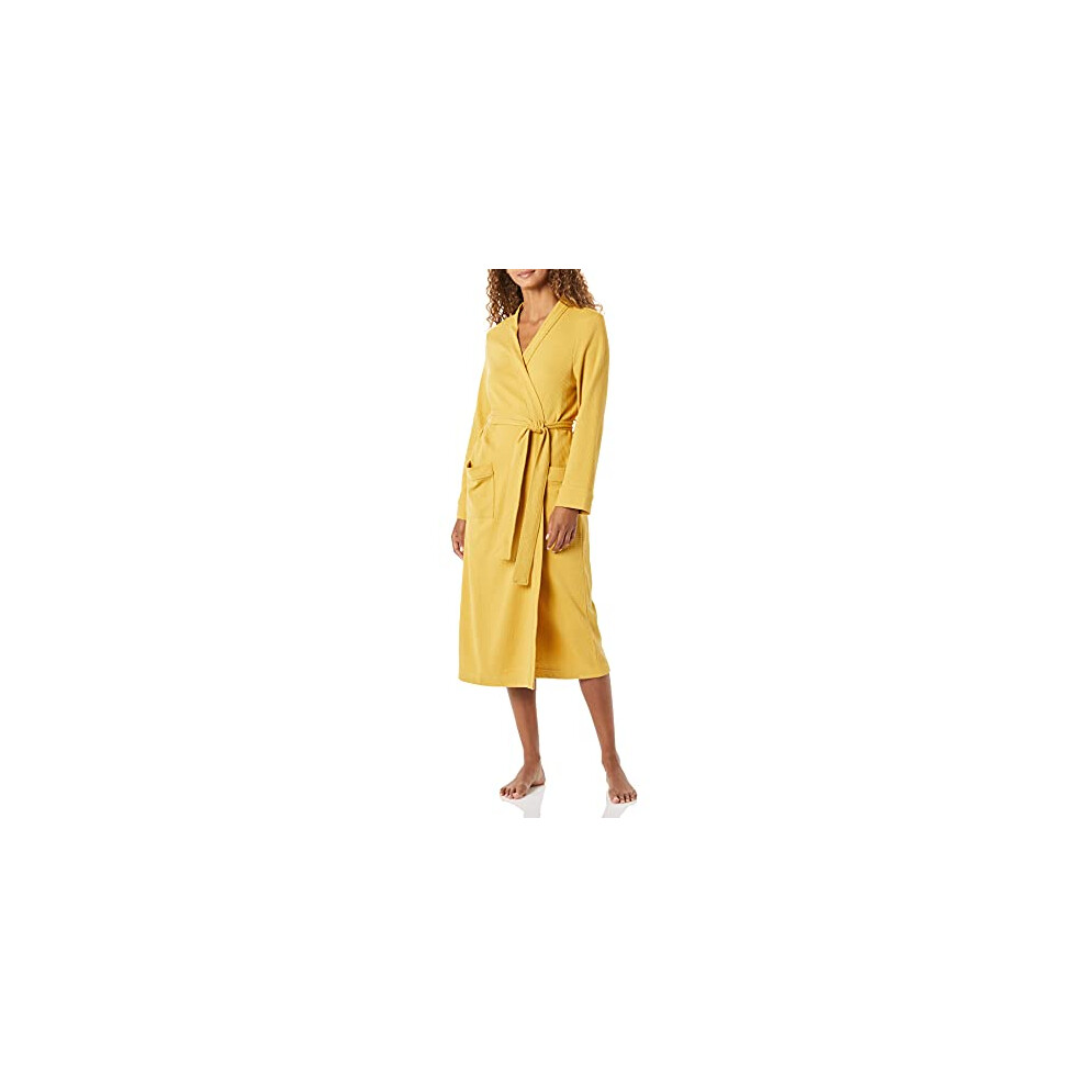 Amazon Essentials Women's Lightweight Waffle Full-Length Robe (Available in Plus Size), Mustard Yellow, XL