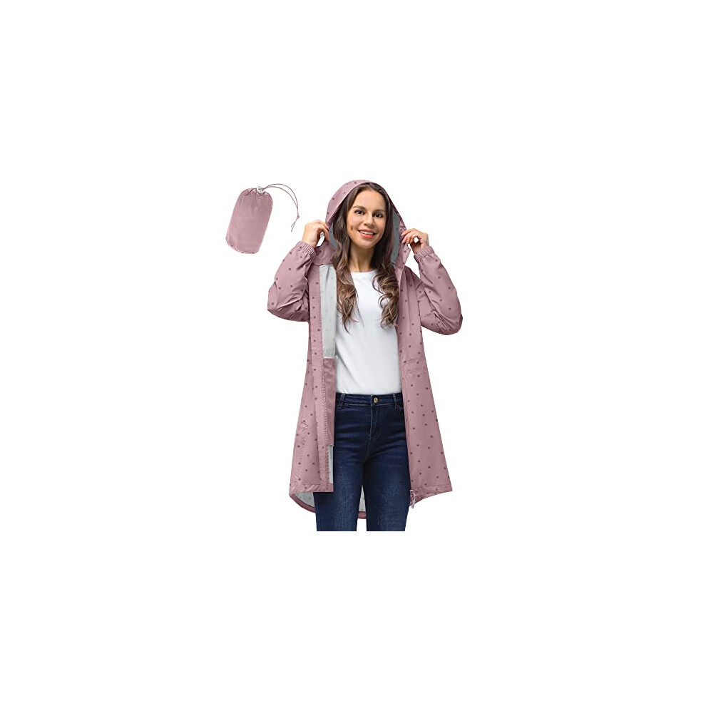 33,000ft Women's Rain Jacket Lightweight Hooded Long Rain Coat Waterproof Jacket Ladies Packable Functional Jacket Windbreaker Breathable Active Outd