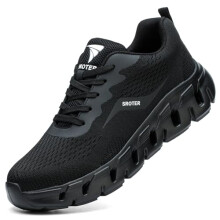 Steel Toe Cap Trainers Safety Trainers Mens Womens Lightweight Safety Shoes Non Slip Breathable Comfortable Work Boots, Black, 5.5 UK