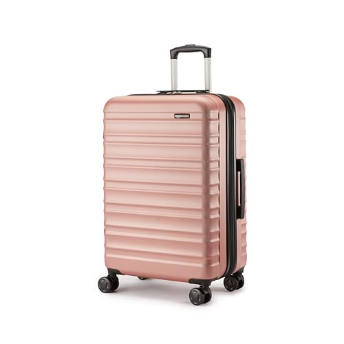 Amazon Amazon Basics Hardside Medium Suitcase, ABS Hardshell Expandable Lightweight Suitcase with 4 Spinner Wheels, 68 cm, Rose Gold
