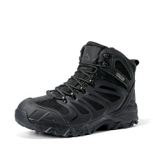 NORTIV 8 Men's Ankle High Waterproof Hiking Boots Backpacking Trekking Trails Shoes, All Black Size 12 Wide UK 160448_M-W
