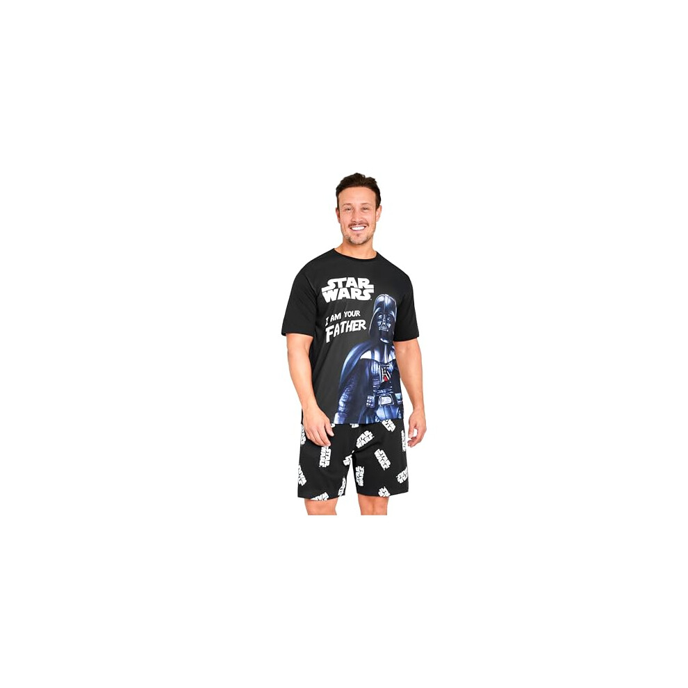 Disney Star Wars Mens Pyjamas Set Short PJs Soft Breathable Nightwear Loungewear Comfy Jammies Funny Sleepwear Baby Yoda Dad Gifts for Men (S, Black