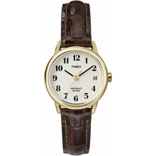 Timex Ladies Watch T20071Pf with White Dial and Brown Leather Strap