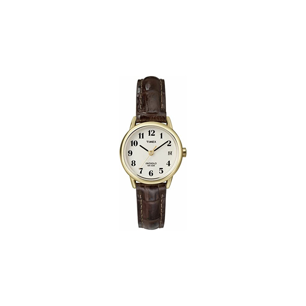 Timex Ladies Watch T20071Pf with White Dial and Brown Leather Strap
