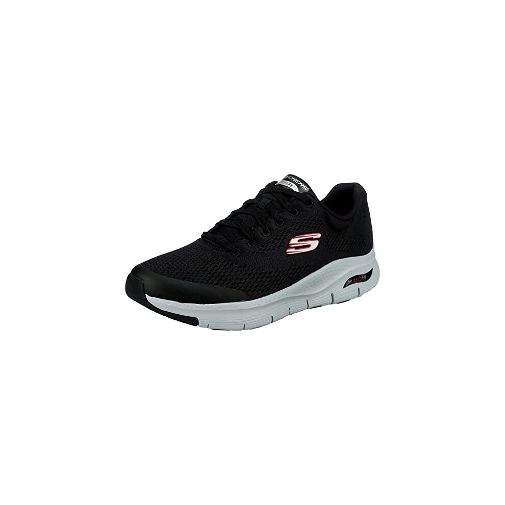 Skechers Men's Arch Fit Sneaker,Black Textile/Synthetic/Red Trim,6 UK