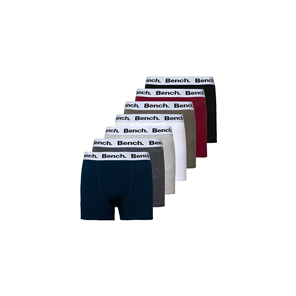 New Bench Men's Macros Boxer Short Multipack, Assorted Colours, Elasticated Logo Waistband, 7 Pack, Premium Cotton Blend, Comfortable Underwear, Sm