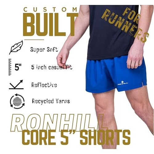 Short de course Ronhill Core 5" pour homme, performance et confort - Bleu - M 2
