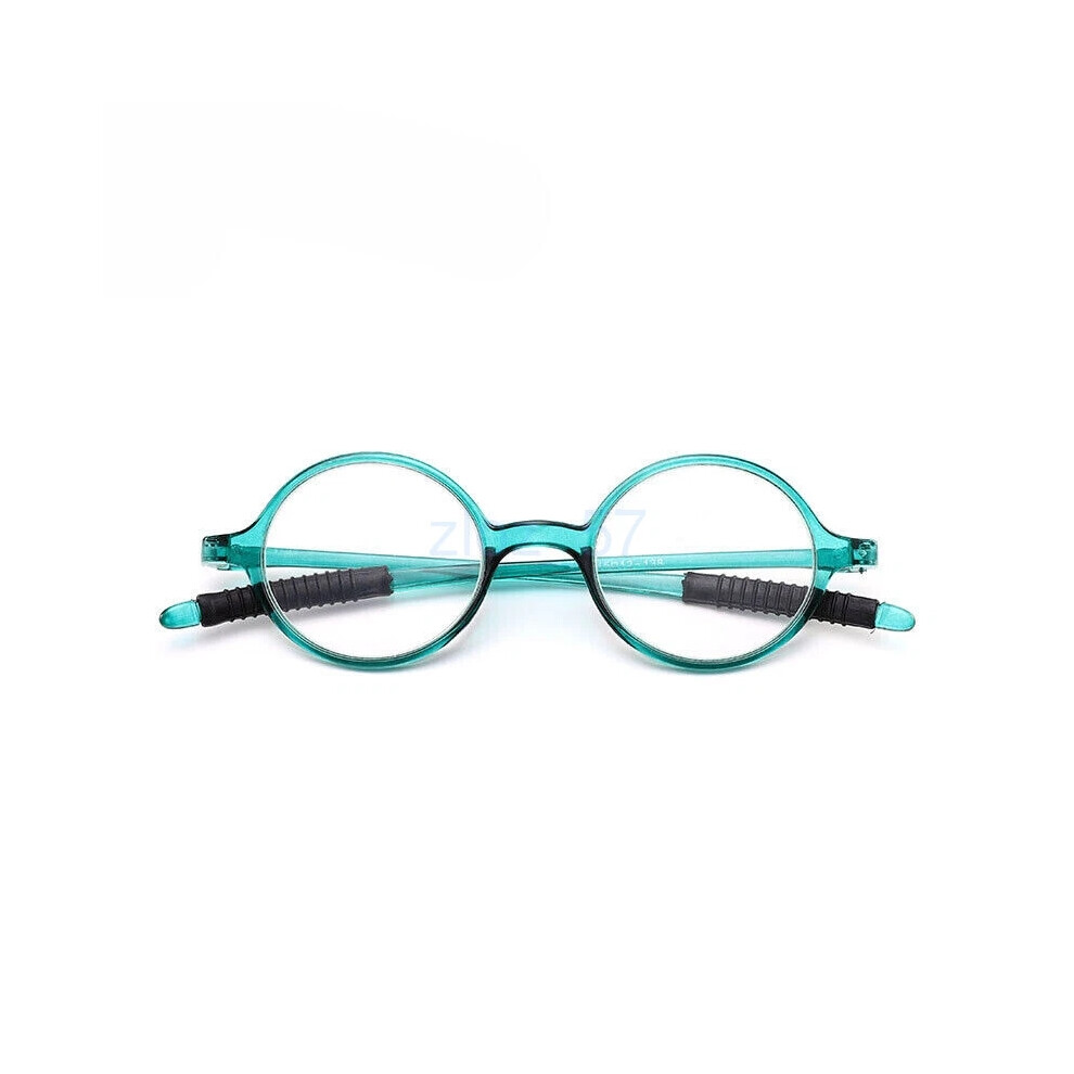 (C4 transparent green frame, =+3.50 strength) AU Retro Round Reading Glasses Lightweight Stylish Readers Unisex TR90+1.0~+4.0-image-OPC-PHDV69R-NEW