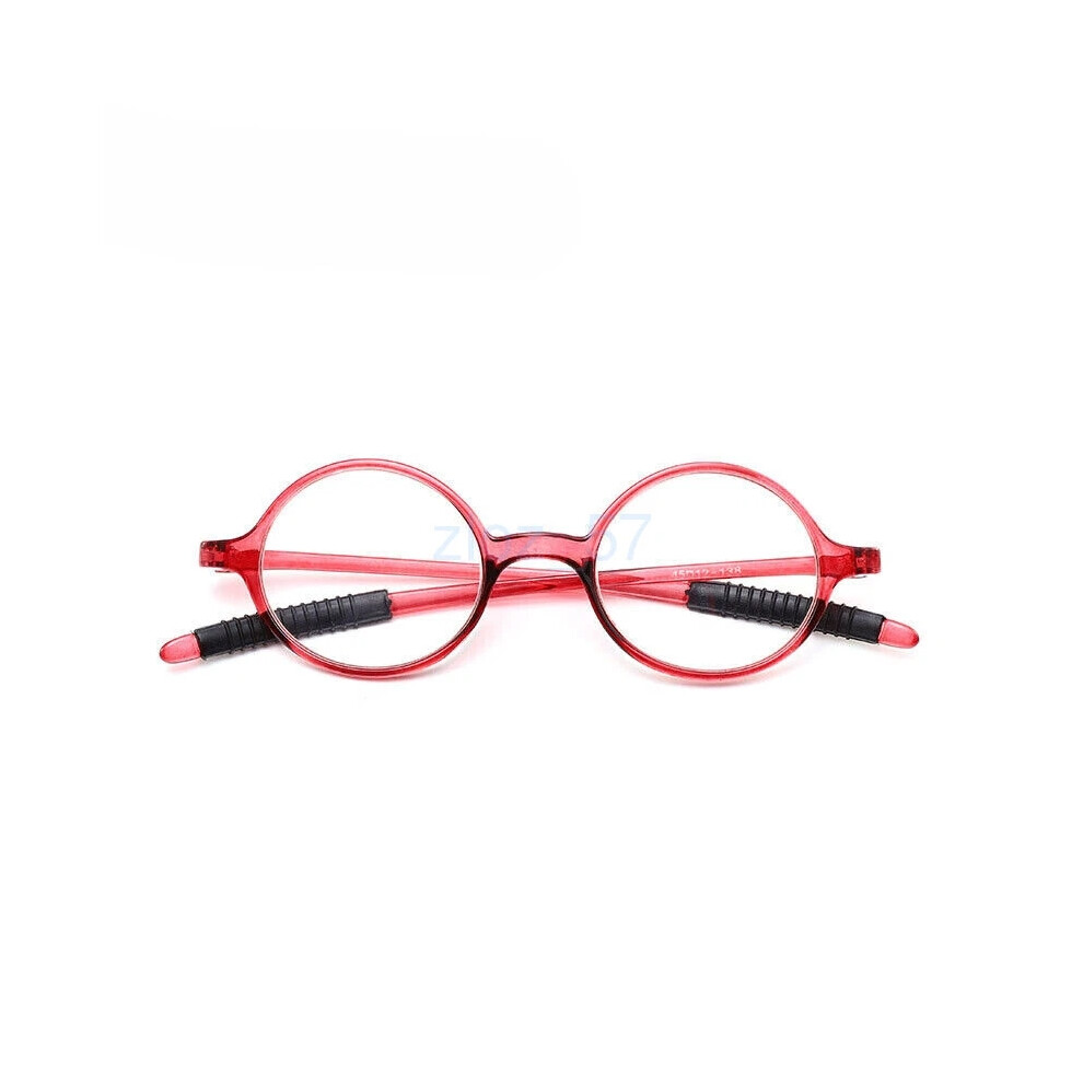 Red ( Tortoise, =+2.00 Strength) Au Retro Round Reading Glasses Lightweight Stylish Readers Unisex Tr90+1.0~+4.0