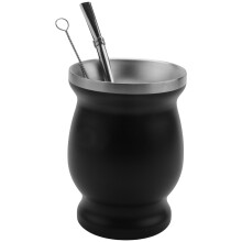 Double-Wall Stainless Yerba Gourd Mate Tea Set Coffee Water Cup with Spoon Straw Bombilla & Cleaning Brush 8Oz