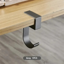 10 ganchos de mesa em formato de gancho para pendurar na lateral da mesa do aluno, suportes removíveis para bolsas de escritório, ganchos cinza