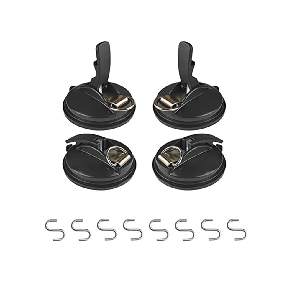 Jojomino 4Pcs Heavy Duty Suction Cup Anchor Strong Cups With Hooks For Fixing Car Awnings, Smoothing On Glass/Tiles