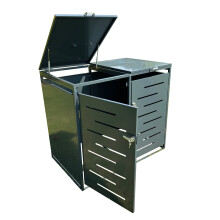 Metal Wheelie Bin Store in Dark Grey (Double)