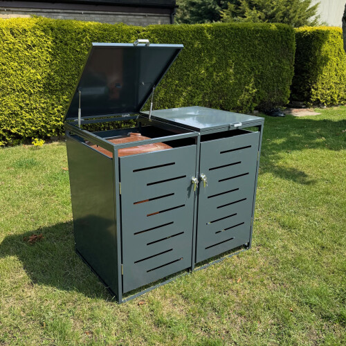 Selections Metal Wheelie Bin Store in Dark Grey (Double) 1
