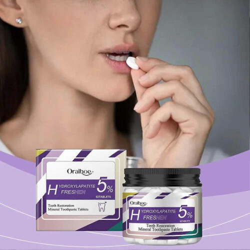(3 Cans) Hydroxyapatite Solid-Toothpaste Tablets Mints Flavors Fluoride-Free Toothpaste Tablets for Home Travel 1