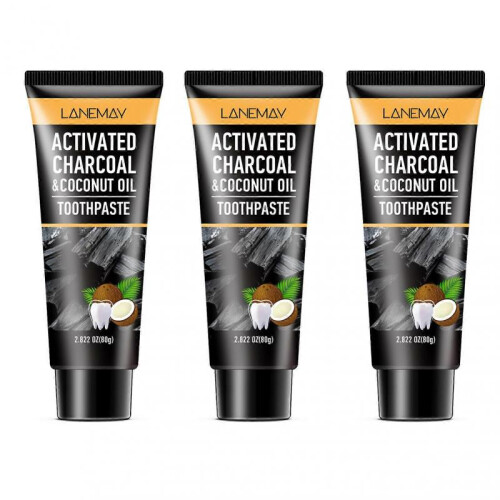 (3pcs) Activated Charcoals Toothpaste Tooth Whitening Toothpaste with Coconuts Oil Deep Stain Remover White Toothpaste