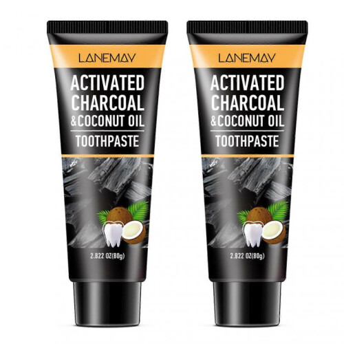 (2pcs) Activated Charcoals Toothpaste Tooth Whitening Toothpaste with Coconuts Oil Deep Stain Remover White Toothpaste