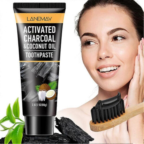 (3pcs) Activated Charcoals Toothpaste Tooth Whitening Toothpaste with Coconuts Oil Deep Stain Remover White Toothpaste 2