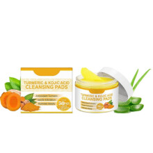 Turmeric Kojic Cleansing Pads for Dark Spots Remover Clean Pores Hydrate And Plumps Skin Exfoliating Pads with K LA967